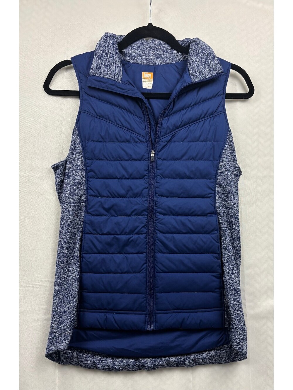 Lucy Women's Blue Tech Puffer Vest with Knit Side Panels Size S/P